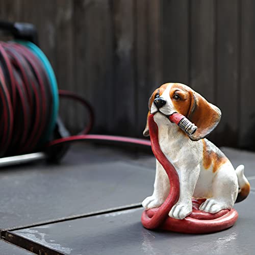 Vojuan Dog Statue Garden Sculptures & Statues，Beagle Statue With Reversible Welcome Sign And Go Away Sign，Outdoor Statue For Garden Lawn, Yard, Patio, Porch, And More (Straw Dog) #TOP1