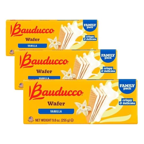 Image of Bauducco Vanilla Wafers - Crispy Wafer Cookies With 3 Delicious,Indulgent,Decadent Layers of Vanilla Flavored Cream - Delicious Sweet Snack or Dessert - 9.0 oz,(Pack of 3)