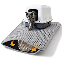 Katzenklo Matte, 60 x 40cm Katzenstreu Matte Doppellagig Katzenmatte Katzenklo Rutschfest Matte Katzenklo Unterleger für Toilette Wohnzimmer (Grau)