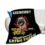 Pug Blanket Pug Dog Throws Valentine Presents Pug Fries Food Blanket Decor Pictures Soft Cozy Flannel Throw Blanket for Couch Sofa Bedding Blanket for Girls Boys Kids Adults 40"x50"