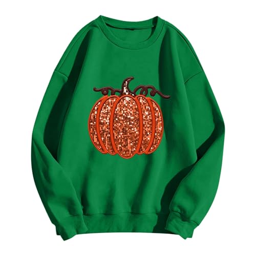 Sweatshirt femme vert col rond XL t-shirt manches longues basique