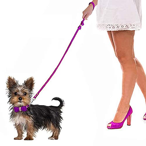 Dog Collar With Leash Set Pet Collars And Leashes Adjustable Dog Cat Rhinestone Bowknot Crystal Bling Dog Collar For Small Dogs Medium Dogs Purple Xs #TOP5