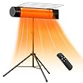 EAST OAK Electric Outdoor Indoor Heater, 1500W Patio Infrared Heater with Adjustable Standing, IP55 Waterproof Wall Mounted with 3 Heat Levels and Tip-over & Overheating Protection, 2024 Upgrade