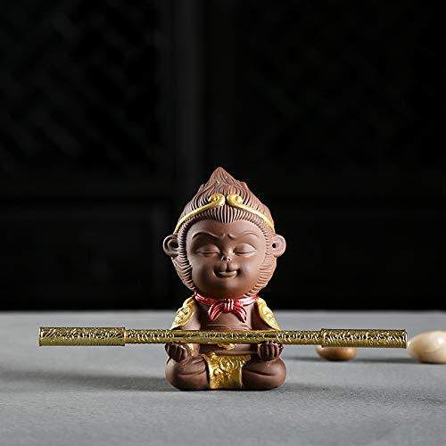 Kingzhuo Figuras coleccionables de muñecas, mono, rey mono, estatua de Sun Wukong, figuras coleccionables, adornos de cerámica, decoración adorable regalo (5 x 9,1 cm)