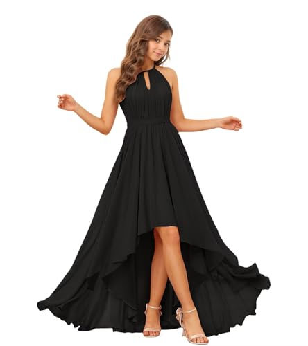 casual high low dresses for juniors Finelylove Plus Size Prom Dresses For Teens Summer Dresses A-line High-Low Short Sleeve Solid Orange Xxxl, Girl's, Size: 3XL