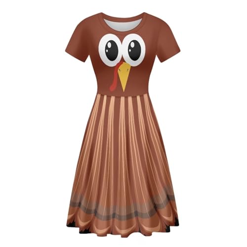 Image of POLERO Women Puffy Swing Elegant Party Midi Dresses Short Sleeve Round Neck A-Line Dress