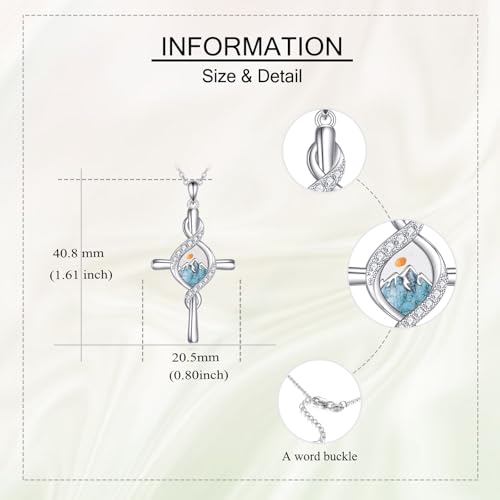 URONE Mustard Seed Necklace 925 Sterling Silver Cross Pendant Mustard Seed Mountain Faith Jewelry Gift3