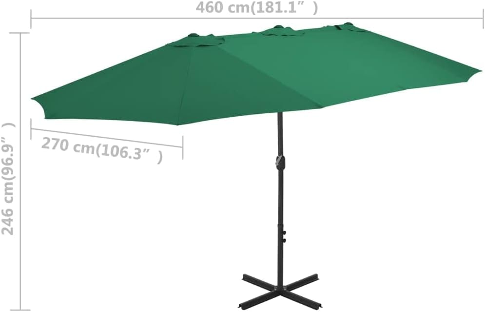 vidaXL Garden Parasol with Double Top and Cross Base Patio Sunshade Outdoor