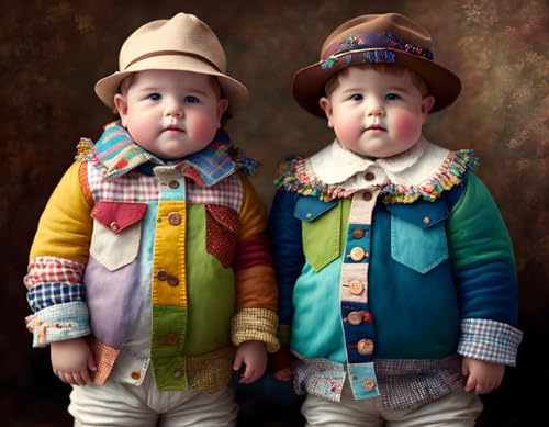 Tableau sur toile 58 x 90 cm haute définition Chubby Little Twin Boys