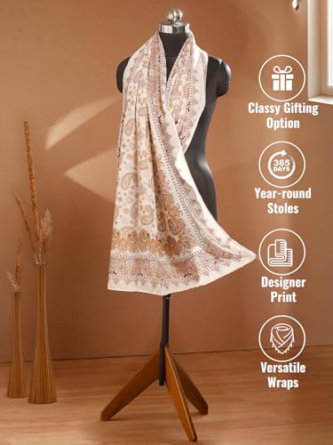 Image of Viscose Scarf for Women | Lightweight & Long | Stole for Women - Stylish Design | Neck Scarf, Hair Scarf, & Head Scarf for Women & Girls | All Season Accessory
