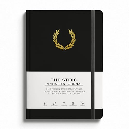 The Stoic Planner & Journal - A 2-in-1 Daily Planner and Guided Journal with Inspiring Writing Prompts - Build Productivity and a Positive Mindset - 3 Months Undated (Black)