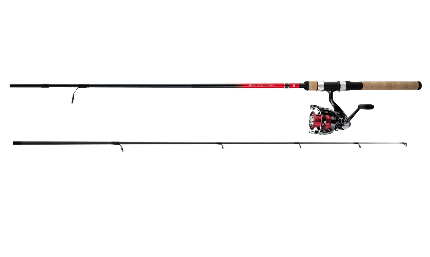 Daiwa D-Shock II Spinncombo 2,10m 7-45g mit Rolle Angelset | Spinnset mit 2-teiliger Graphitrute, Daiwa 4000 Stationärrolle und Korkgriff für Hecht & Zander