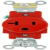 Leviton 5361-R 20 Amp, 125 Volt, Industrial Heavy Duty Grade, Single Receptacle, Straight Blade, Self Grounding, Red