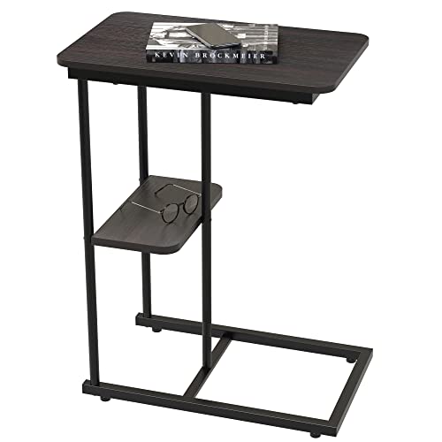 BEAUTME Table d'appoint,Table Basse,Table Console,Bout de Canapé en Bois de Style Industriel,Table d’Ordinateur d’appoint pour canapé-lit,Table à Café Simple en Cadre métallique (Black) Cover