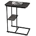 BEAUTME C Mesa Auxiliar de Cama, sofá de Cama Natural, Mesa Auxiliar con Cesta de Almacenamiento, Soporte para computadora portátil, Mesa Auxiliar de sofá, Mesa de Acento de Aspecto de Madera,Negro