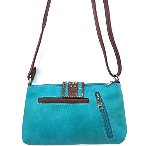 Justin West Floral Leather Turquoise Concho Rhinestone Messenger Bag Crossbody3