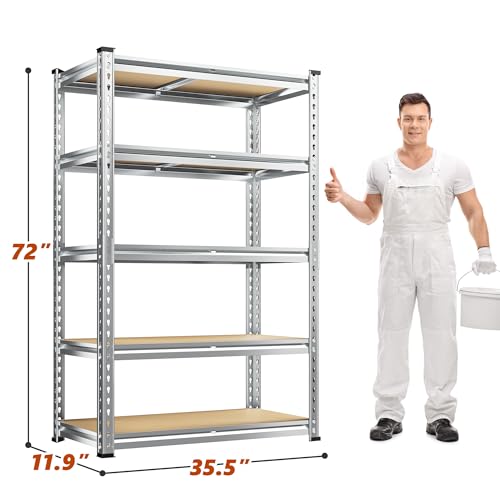 Image of REIBII 5 Tier Garage Shelving for Pantry Garage, Adjustable Storage Shelves