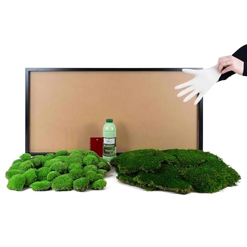 DIY Moosbild selber Machen, Wandbilder selber kleben, Moosbilder selber gestalten, Do it Yourself Set Moos kleben Wanddeko selbst herstellen (Schwarz, 110x55 cm)