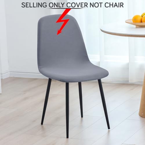 Image of HOKIPO 'SereneSolids' 140 GSM Shell Chair Cover, Mid Century Modern Dining Chair Cover, Pack of 1, Smokey Grey (AR-6248-SGRY)