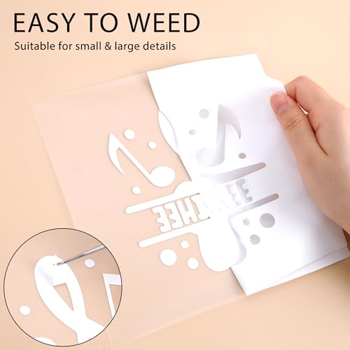 Image of HTVVETUR White HTV Iron on Vinyl 12Inch by 35ft Heat Transfer Vinyl for T-Shirt HTV Rolls for All Cutter Machine - Easy to Cut & Weed (35ft, White)