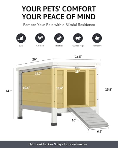 Co-Z RHC-5142-WH Outdoor Cat House Weatherproof Rabbit Hutch Hideout Indoor Bunny Cage thumb #6