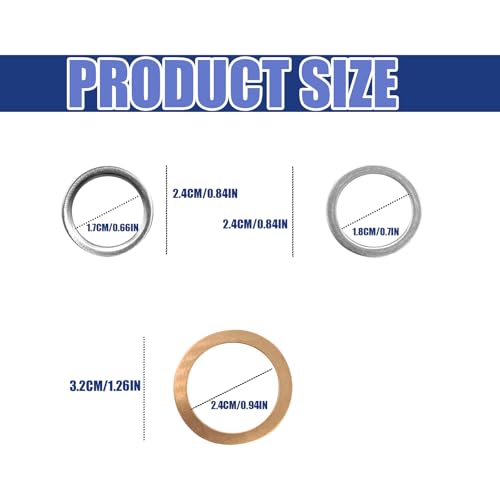 Image of 12PCS Transfer and Differential Case Drain Plug Crush Gasket Kit, 1215710010 9043024003 90430A0003, Comptaible with Toy0ta 4Runner Land Cruiser Sequoia ES350 RC300