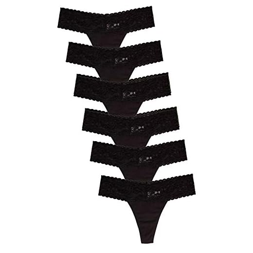 Jo & Bette Tangas de renda para mulheres – Pacote com 6 ou 12 tangas de fio dental – Tangas de algodão, sem costura, calcinhas invisíveis, sexy, 6 unidades, preto, G