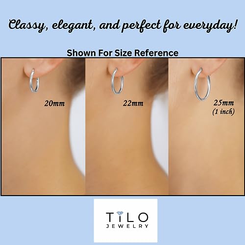 Image of 14k White Gold Classic Round Hoop Earrings