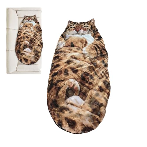 Cat Shaped Sleeping Bag - Warm Washable Blanket | Adult Soft Sleeping Bag for Indoor Floor Bed Home Lounging Sofa Couch Living R