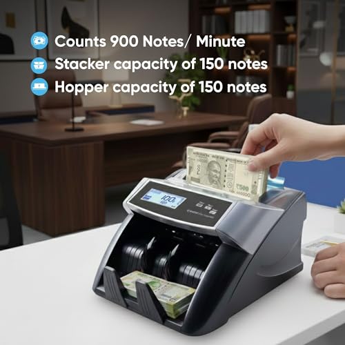 Image of Kores Easy Count 440 Currency Counting Machine - Ideal for Shops, Offices & Retail | Fake Note Detection | Counts 900 Notes /Min | Supports INR /USD /EUR