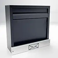Caixa de Correio Para Muro Parede Aço Inox Embutir Moderna(PRETA HORIZONTAL)