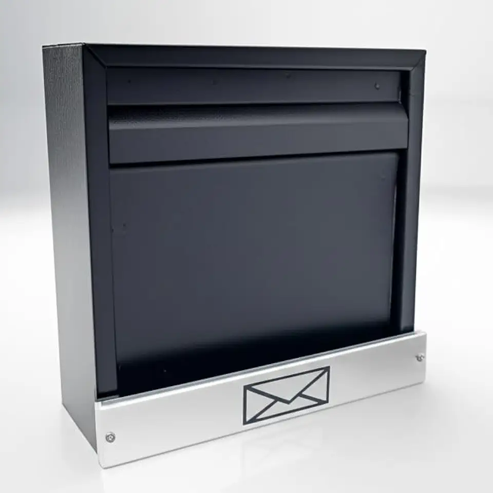 Caixa de Correio Para Muro Parede Aço Inox Embutir Moderna(PRETA HORIZONTAL)