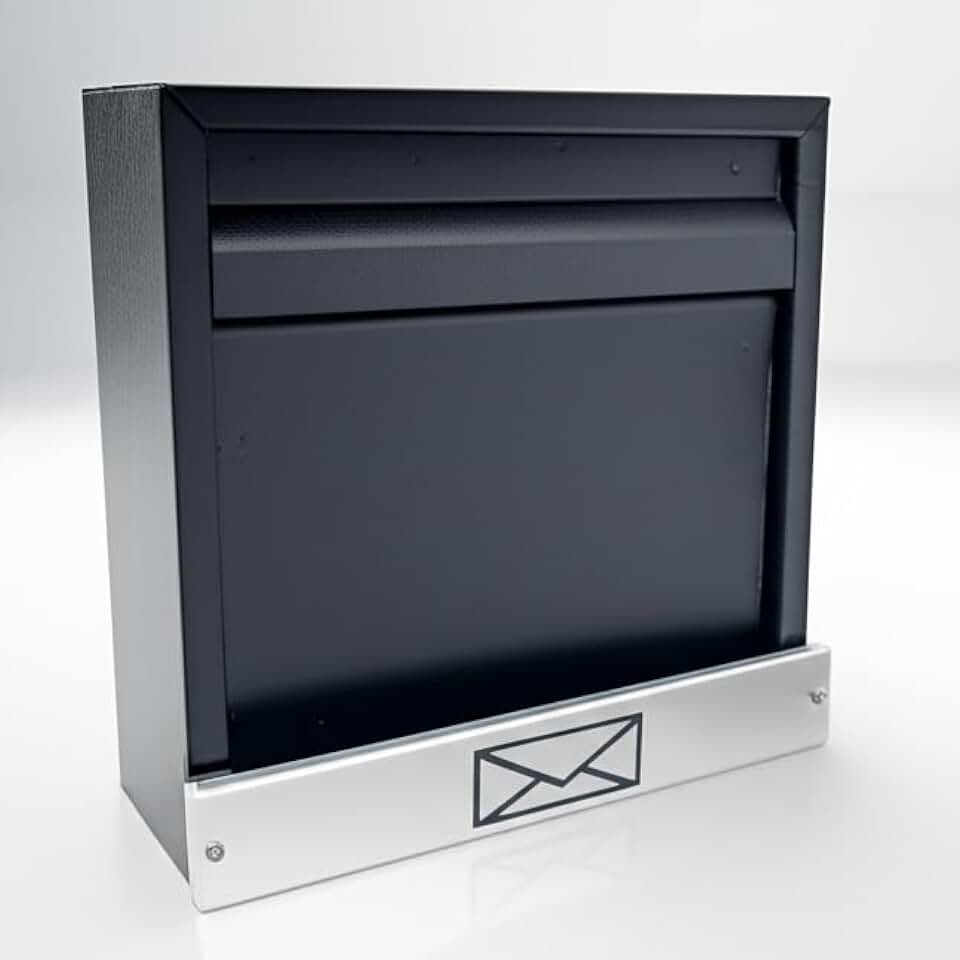 Caixa de Correio Para Muro Parede Aço Inox Embutir Moderna(PRETA HORIZONTAL)