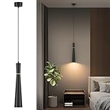 Klighten Lámpara Colgante Aluminio GU10, Luz Colgante LED con Bombilla GU10 5W Blanco Calido 3000K, Altura ajustable, Lampara Techo Colgante Moderno para Cocina Salón Dormitorio Cama, Negro