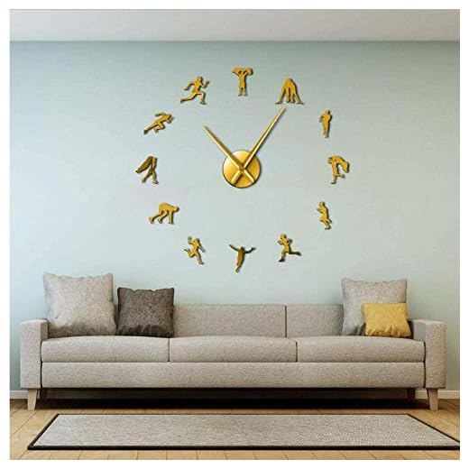 Wandklok Atleet Runners Silhouet Muur Art Spiegel Stickers Diy Giant Wandklok Sport Kamer Muur Decor Stille Klok Horloge Runner Gifts-47 Inch