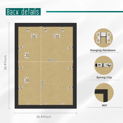 Image of Picrit 24x34 Black Poster Frame, Picture Frame for Wall, 3 Pack