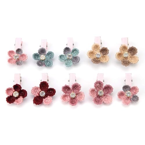Pssopp Pinzas Para El Cabello Para Mascotas, Accesorios De Aseo Con Diseño Floral, Pinzas De Cocodrilo Para Y Gato, Paquete De 10