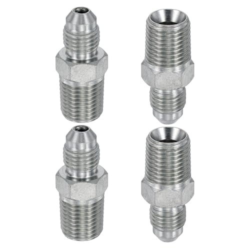 Image of sourcing map 4Pcs Hydraulic Hose Adapter Fittings, 7/16" x 20 UNF JIC 37° Flare Male x 1/4" x 18 NPT Male Carbon Steel Hydraulic Hose Straight Tube Connector, Dash Size 4