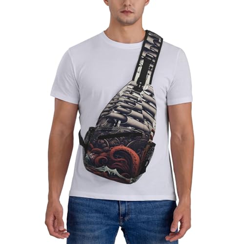 Bolso Tipo Sling Para Hombre y Mujer Negro Resistente Agua miniatura 2