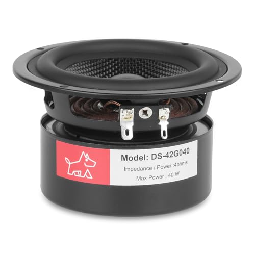 Image of 4 Inch Glass Fiber Cone Mid Woofer - 4 Ohms 40 Watts Double Magnetic HiFi Driver Speakers for High-End Bookshelf, Center Channels & DIY Projects (2 Pcs, Black)