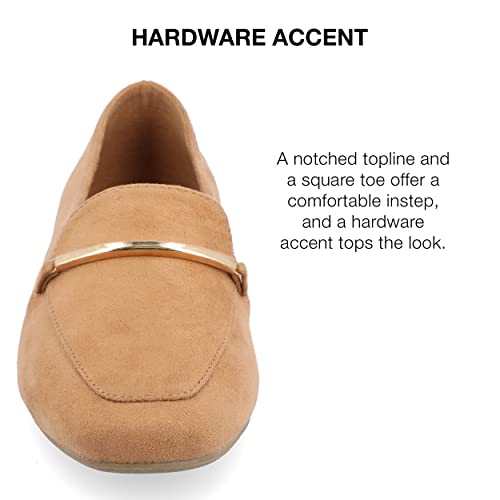 Image of Journee Womens Loafer Flat Notched Topline Square Toe Slip-On Block Heel - Wrenn Casual Dress Shoe