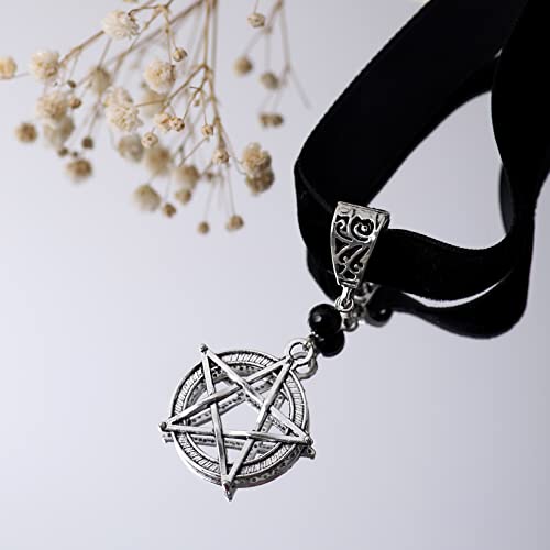 Sacina Gothic Pentagram Choker Necklace, Zinc Alloy Pentagram Pendant, Goth Jewelry Gift For Women, Christmas Gift For Women (Black Pentagram Choker) #TOP6