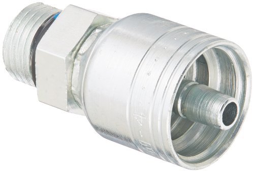 Image of Aeroquip 1AA6MB4 Carbon Steel Global TTC (Thru the Cover) Crimp Hose Fitting Male Boss O-Ring, Straight, 1 /4 inch Hose ID, 9 /16 inch - 18 Thread