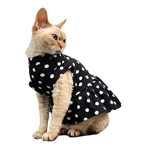 Kotomoda Cat's T-shirt Polka dot dress for Sphynx and naked cats (Medium) - Image 4