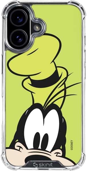 Skinit Clear Phone Case Compatible with iPhone 16 - Officially Licensed Disney Friends Goofy Up Close Design
