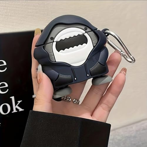 Image of Cartoon Silicone Case Compatible with Apple AirPods Pro 2 Case Cover - Cute 3D Shockproof 360 Protective Skin Cover with Keychain | AirPods Pro 2nd Gen Case (Shark-Hoodi)