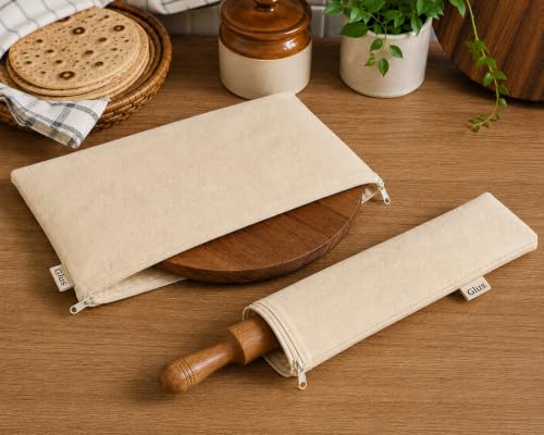 Image of Glus Combo (Set of 1 Pair) Cotton Belan Cover & Chakla Cover | Hygiene Cover Protect from Insects,Cockroach,Fly | Breathable, Washable, Reusable,Rolling Pin Cover(Cover-Set of 1)