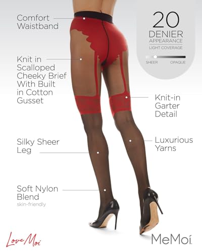 Image of Women's Fantasy Knit in Cheeky Brief Garter Sheer Pantyhose