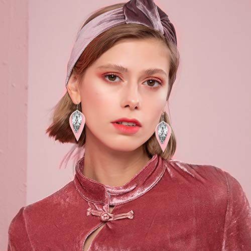 Funeia 16 Pairs Valentine Day Leather Earrings For Women Lightweight Heart Shape Print Teardrop Dangle Faux Leather Earrings Set Valentine Day Gift #TOP3