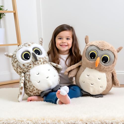 Image of Ryttir 15.7 Inch Chubby Snowy Owl Stuffed Animal, Adventure Stuffed Owl Plush Toy, Brave Boy's and Girl's Room Decor, Funny Gift for Kids and Women